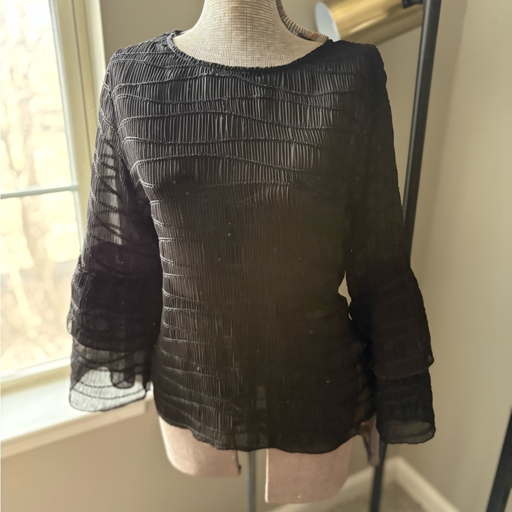 Flowy Sheer Black Blouse